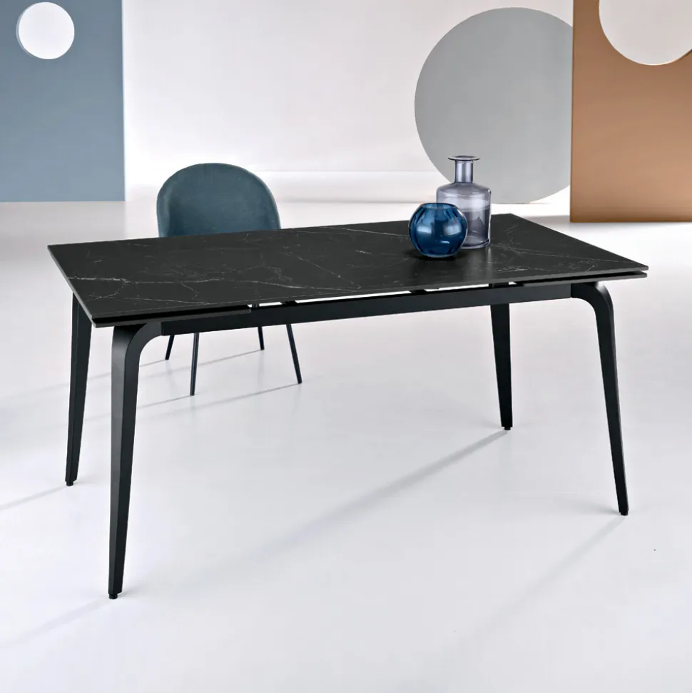 Tavolo Allungabile 160/240x90 cm in Pietra Sinterizzata Effetto Marmo - Samus