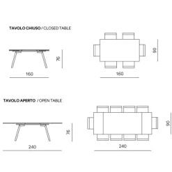 Tavolo Allungabile 160/240x91 cm in Vetro Fumè e Base in Metallo Nero - Colonna