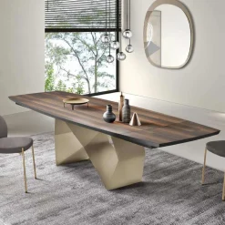 Tavolo Allungabile 200/300x100 in Rovere Impiallacciato e Metallo - Incrocio