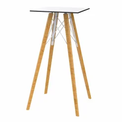 Tavolo Alto da Bar Design Quadrato in Legno e Hpl, 4 Pezzi - Faz Wood by Vondom