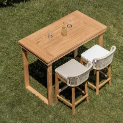 Tavolo Alto da Bar Realizzato in Teak Naturale Spazzolato - Sponda