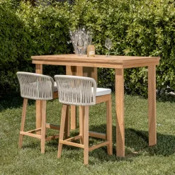 Tavolo Alto da Bar Realizzato in Teak Naturale Spazzolato - Sponda