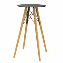 Tavolo Alto da Bar Rotondo Design in Legno e Hpl, 4 Pezzi - Faz Wood by Vondom