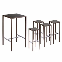 Tavolo Bar con 4 Sgabelli per Esterno in Metallo Verniciato Made in Italy - Fada