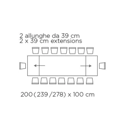 Tavolo con Allunghe Integrate e Base in Acciaio Visone Made in Italy - Dalmata