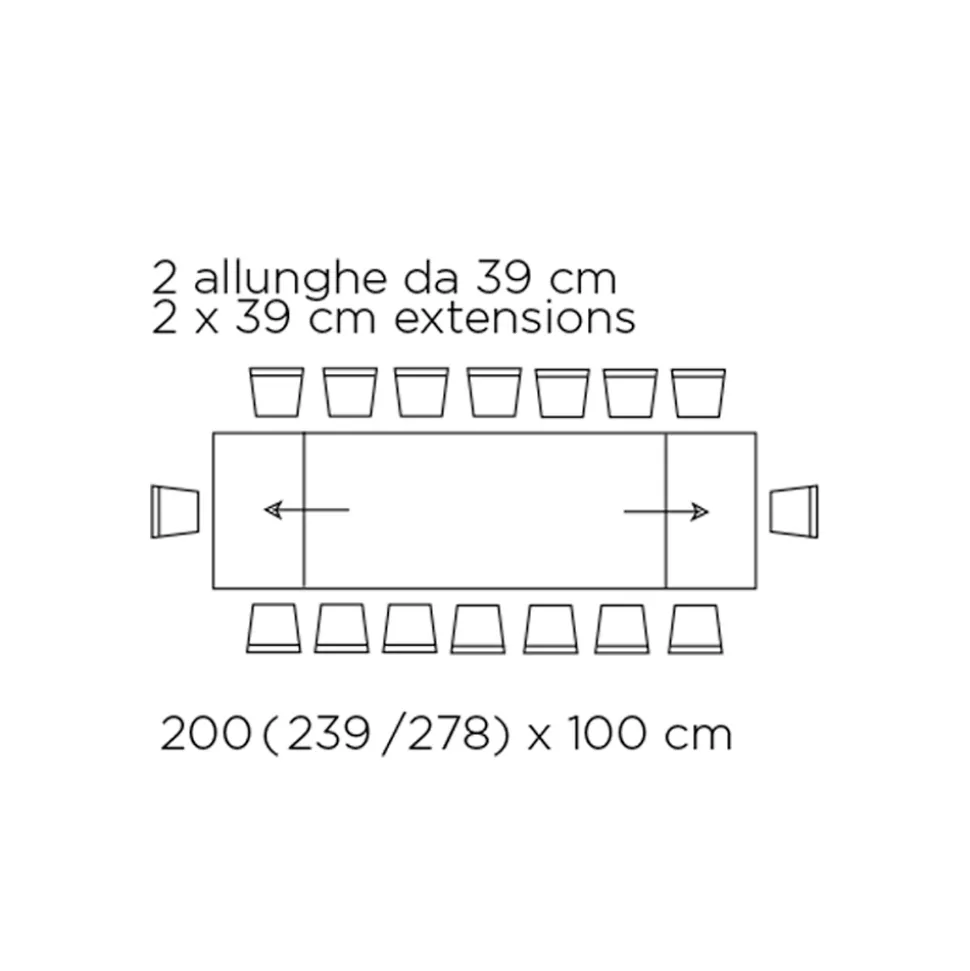 Tavolo con Allunghe Integrate e Base in Acciaio Visone Made in Italy - Dalmata