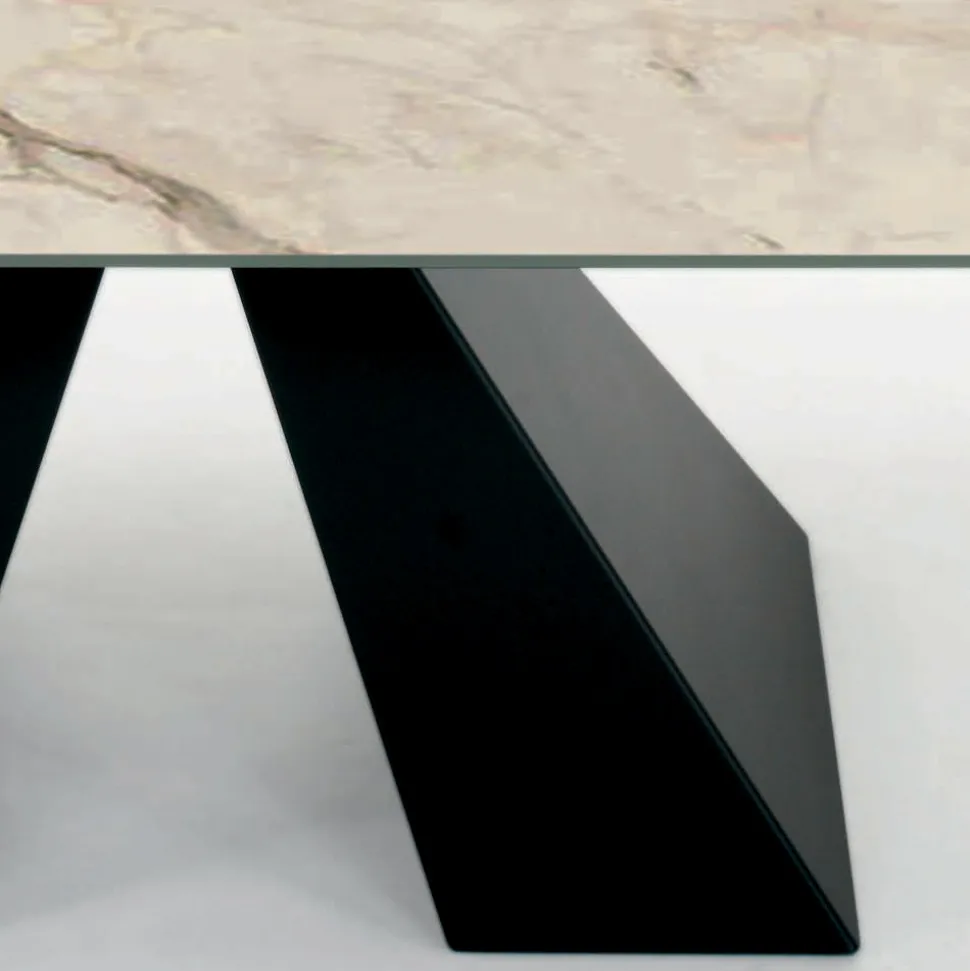 Tavolo con Allunghe Integrate in Ceramica e Acciaio Made in Italy - Dalmata