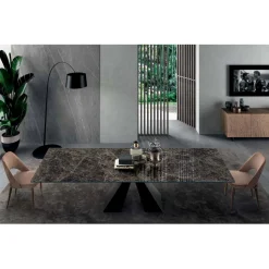 Tavolo con Allunghe Integrate in Ceramica e Acciaio Made in Italy - Dalmata