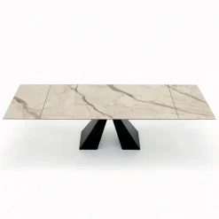 Tavolo con Allunghe Integrate in Ceramica e Acciaio Made in Italy - Dalmata