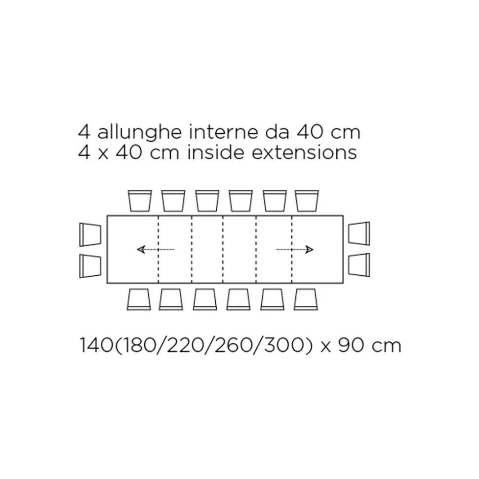 Tavolo con Allunghe Interne e Bordo Folding in Laminato Made in Italy - Gordito
