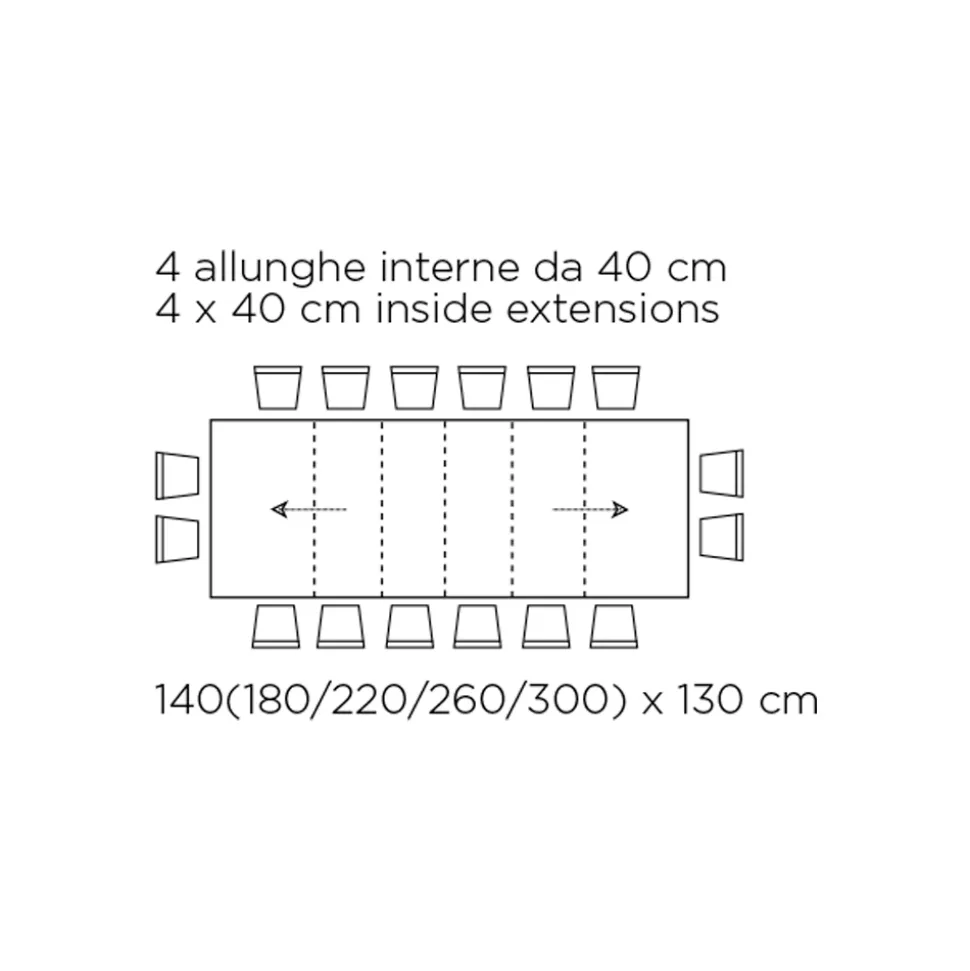 Tavolo con Allunghe Interne e Bordo Folding in Laminato Made in Italy - Gordito