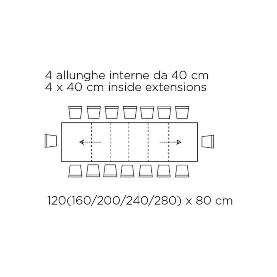 Tavolo con Allunghe Interne e Bordo Folding in Laminato Made in Italy - Gordito