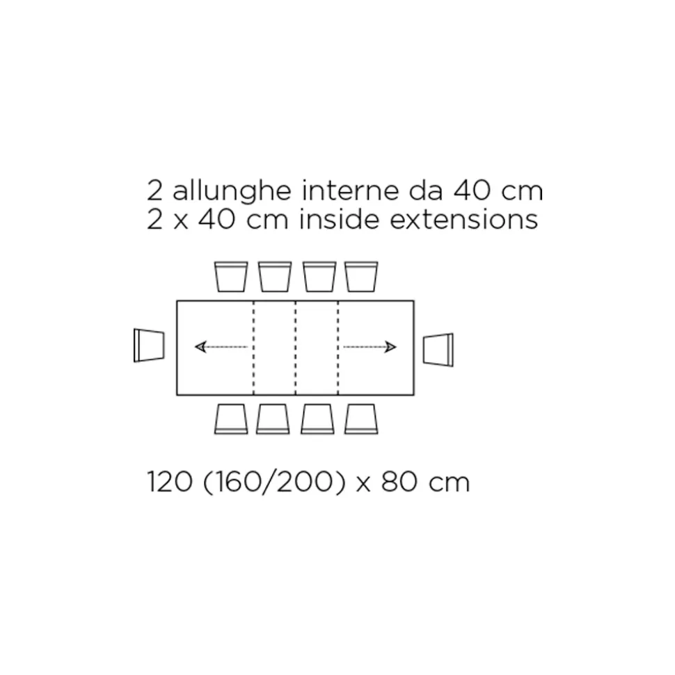 Tavolo con Allunghe Interne e Bordo Folding in Laminato Made in Italy - Gordito