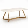 Tavolo con Base in Legno e Piano in Ceramica Travertino Chiaro - Infinity