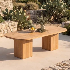 Tavolo con Piano in Teak Spazzolato con Angoli Stondati - Destinazione