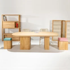 Tavolo con Piano in Teak Spazzolato con Angoli Stondati - Destinazione
