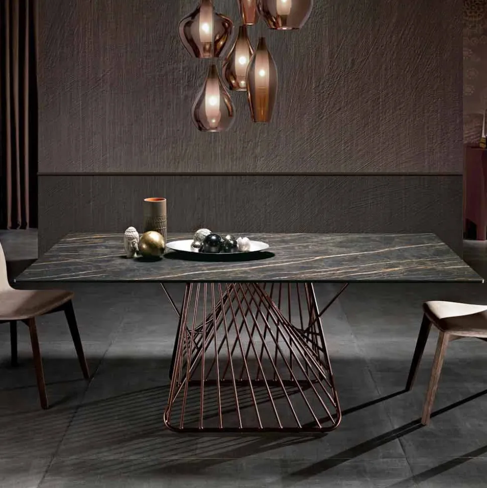 Tavolo con piano in vetroceramica moderno made in Italy, Mitia