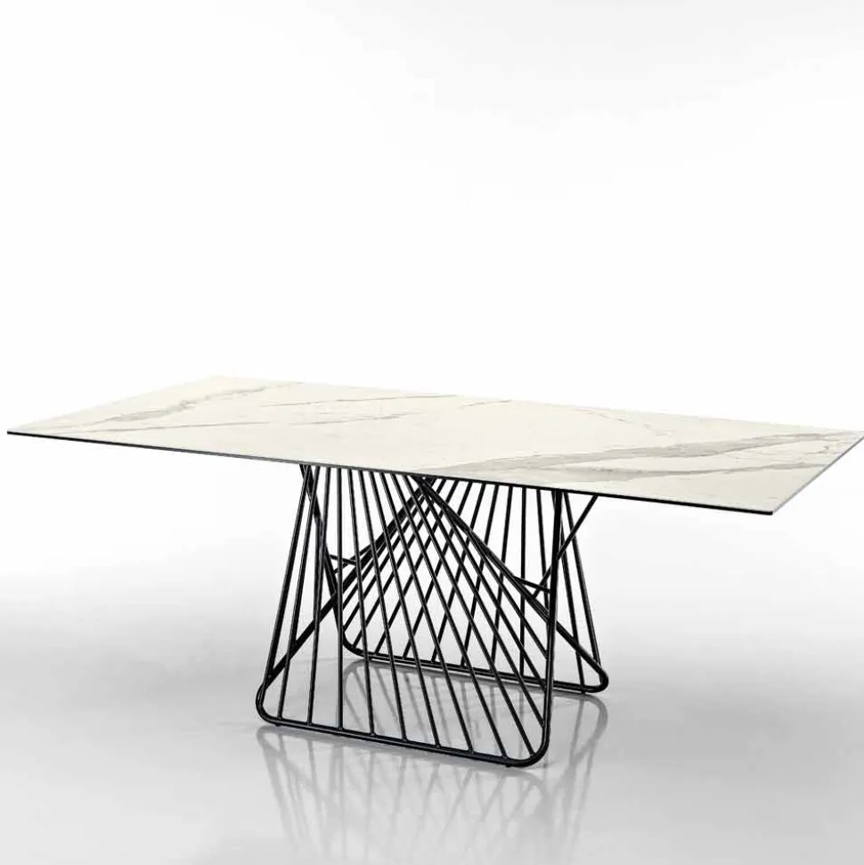 Tavolo con piano in vetroceramica moderno made in Italy, Mitia