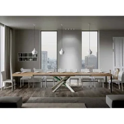 Tavolo Cucina Allungabile Fino a 440 cm in Legno e Ferro Made in Italy - Lennon