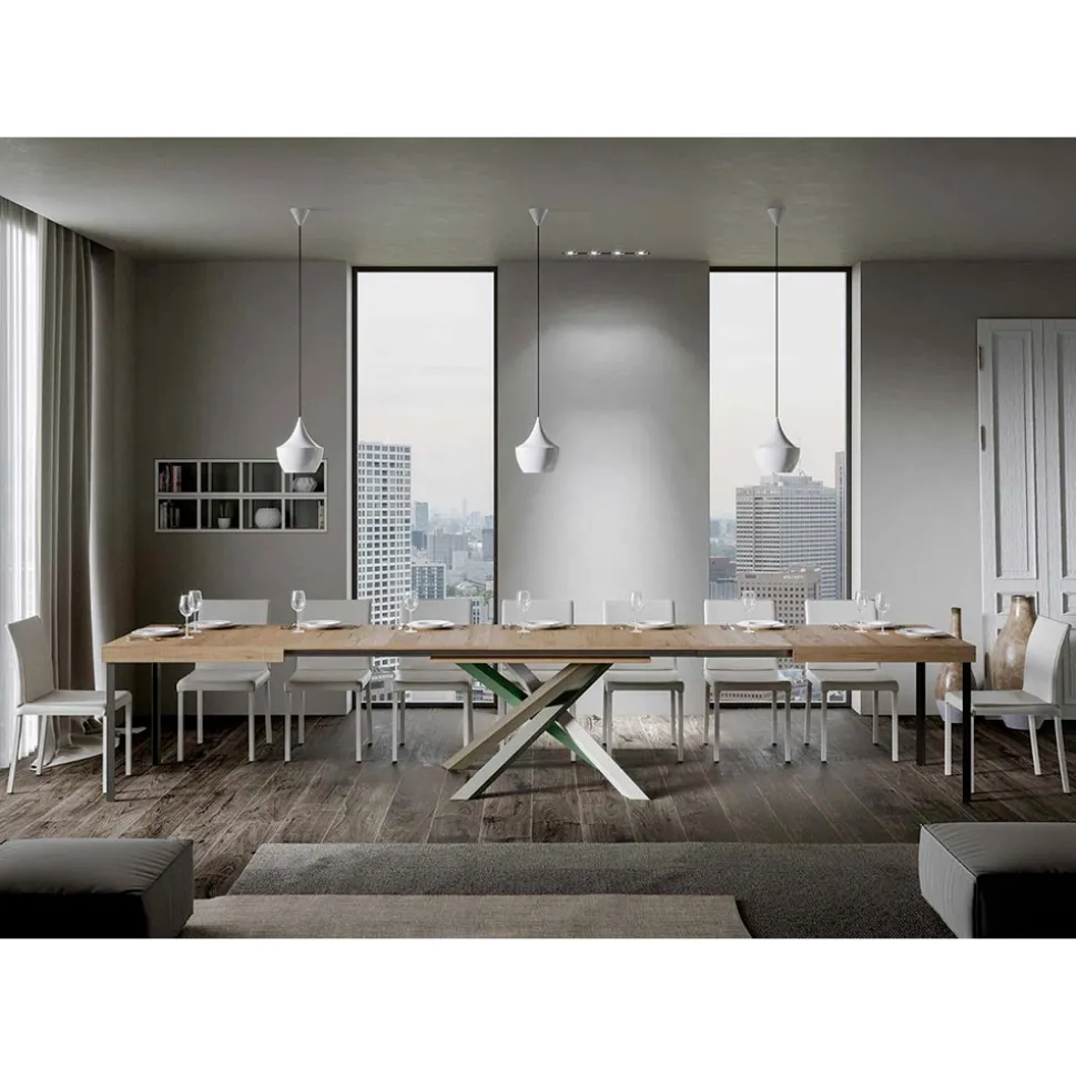 Tavolo Cucina Allungabile Fino a 440 cm in Legno e Ferro Made in Italy - Lennon