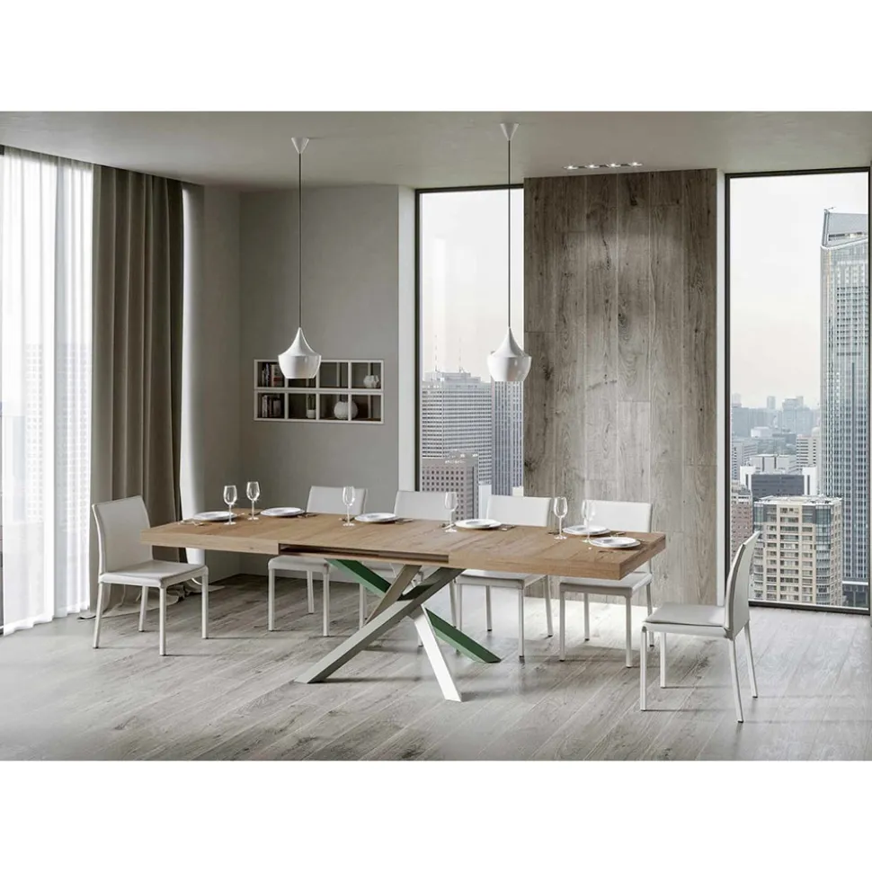 Tavolo Cucina Allungabile Fino a 440 cm in Legno e Ferro Made in Italy - Lennon