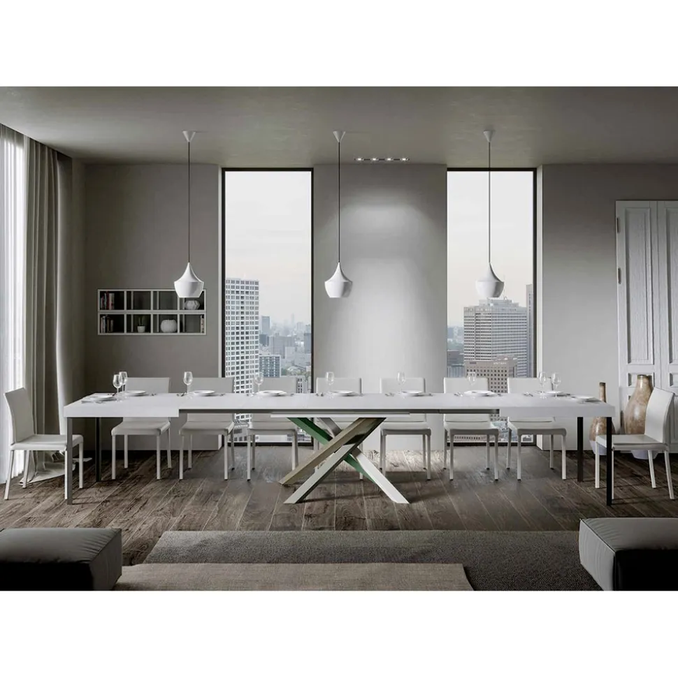Tavolo Cucina Allungabile Fino a 440 cm in Legno e Ferro Made in Italy - Lennon