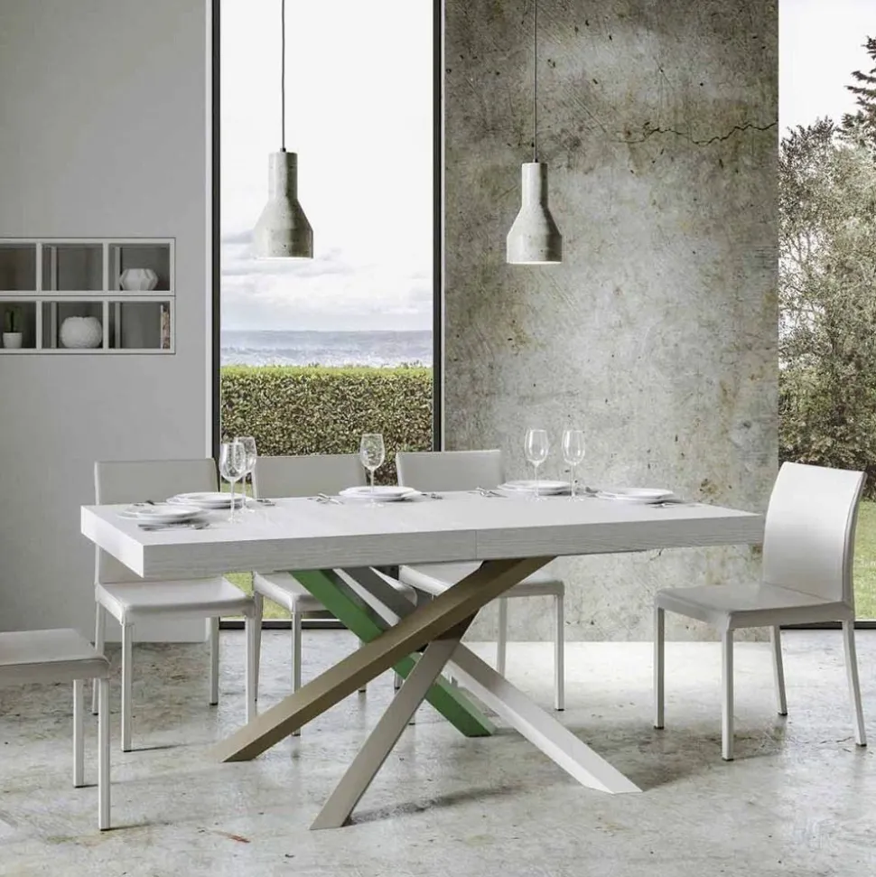 Tavolo Cucina Allungabile Fino a 440 cm in Legno e Ferro Made in Italy - Lennon