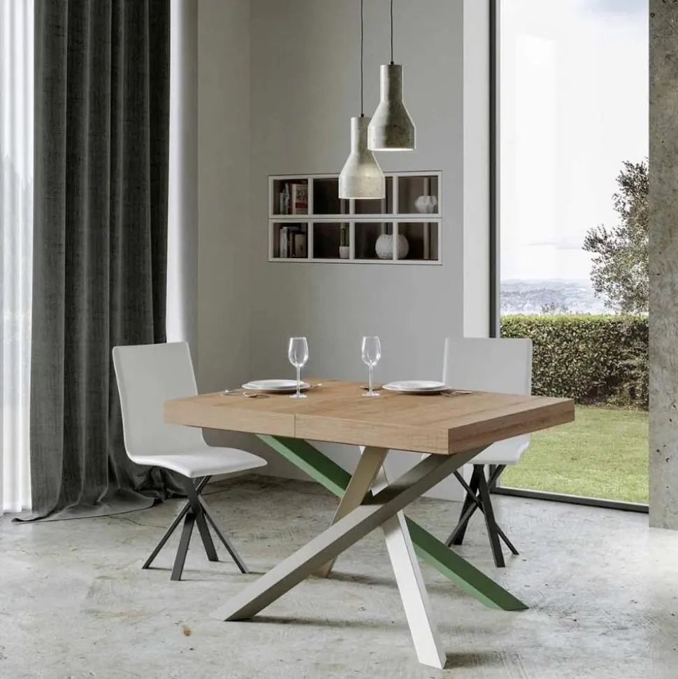 Tavolo Cucina Allungabile Fino a 440 cm in Legno e Ferro Made in Italy - Lennon
