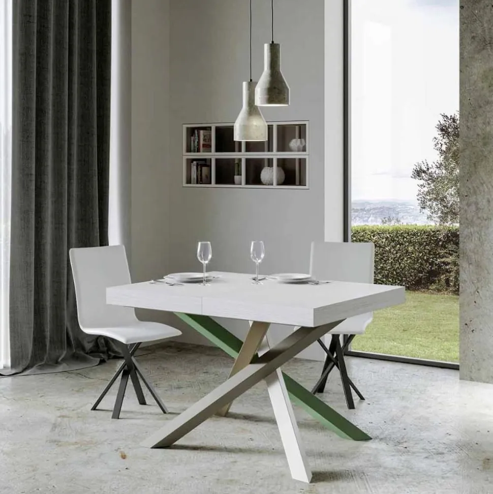 Tavolo Cucina Allungabile Fino a 440 cm in Legno e Ferro Made in Italy - Lennon