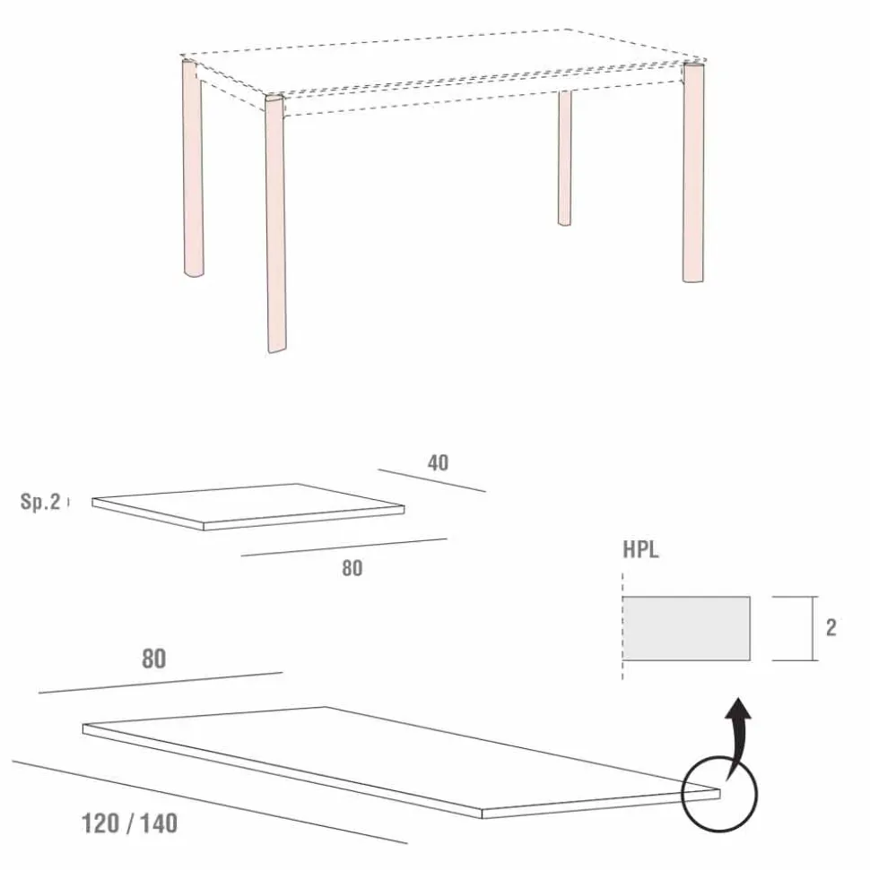 Tavolo Cucina Allungabile Fino a 240 cm Effetto Legno Made in Italy - Maltese