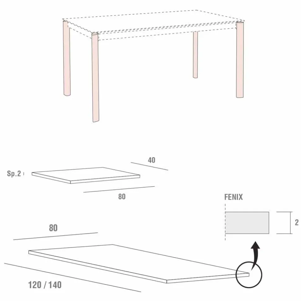 Tavolo Cucina Allungabile Fino a 240 cm in Fenix Realizzato in Italia - Maltese