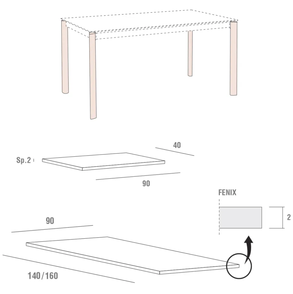 Tavolo Cucina Allungabile Fino a 240 cm in Fenix Realizzato in Italia - Maltese