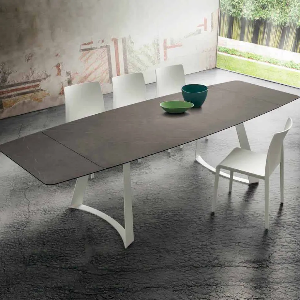 Tavolo Cucina Allungabile Fino a 280 cm Effetto Marmo Made in Italy - Pinocchio