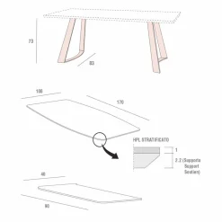 Tavolo Cucina Allungabile Fino a 280 cm Effetto Marmo Made in Italy - Pinocchio