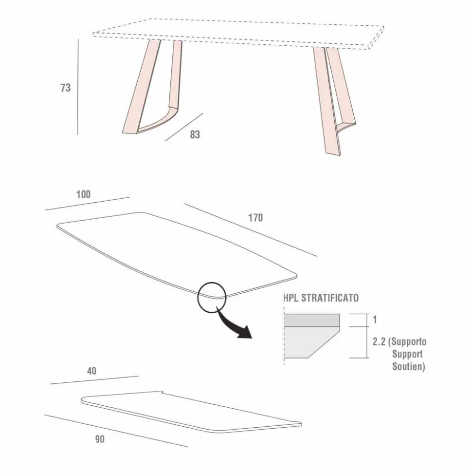 Tavolo Cucina Allungabile Fino a 280 cm Effetto Marmo Made in Italy - Pinocchio
