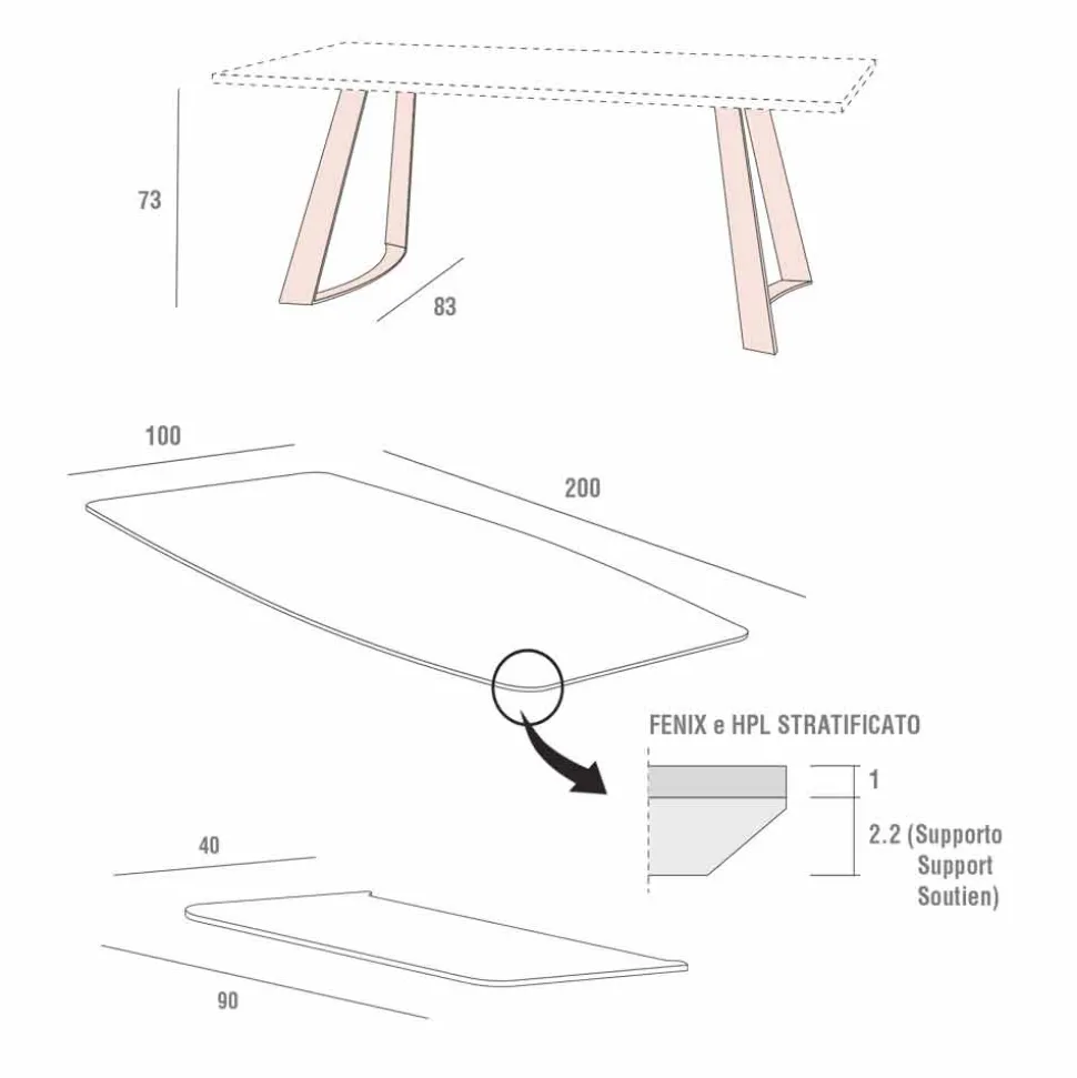 Tavolo Cucina Allungabile Fino a 280 cm Effetto Marmo Made in Italy - Pinocchio
