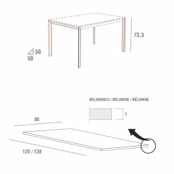 Tavolo Cucina con Piano in Melaminico e Base in Metallo Made in Italy - Spilla