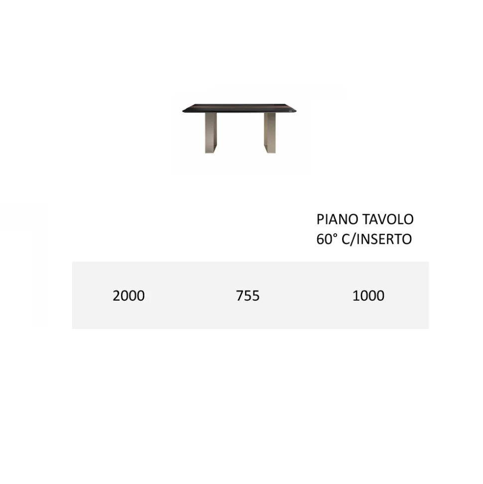 Tavolo Cucina in Mdf con Inserto in Legno Massello Made in Italy - Tusco