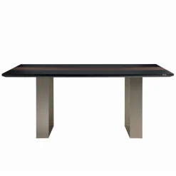 Tavolo Cucina in Mdf con Inserto in Legno Massello Made in Italy - Tusco