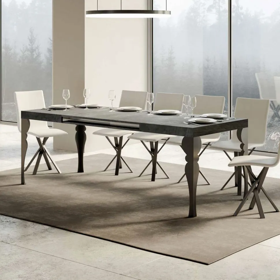 Tavolo da Cucina Allungabile in Legno e Ferro Antracite Made in Italy – Sassone