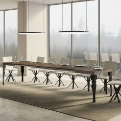 Tavolo da Cucina Allungabile in Legno e Ferro Antracite Made in Italy – Sassone