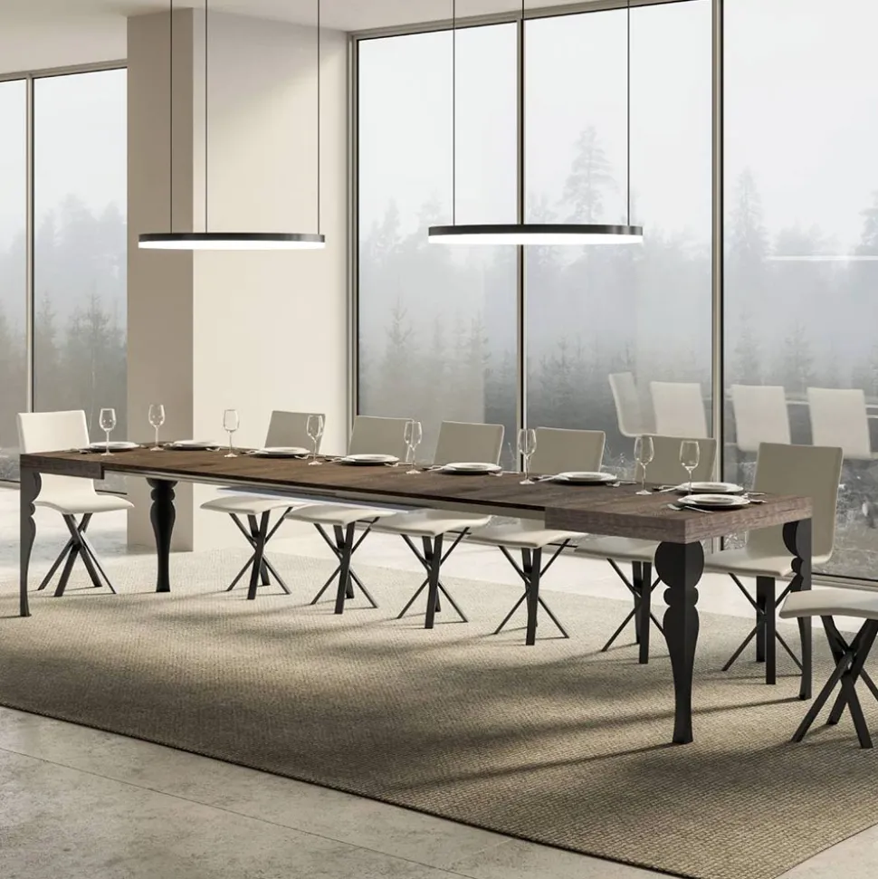 Tavolo da Cucina Allungabile in Legno e Ferro Antracite Made in Italy – Sassone