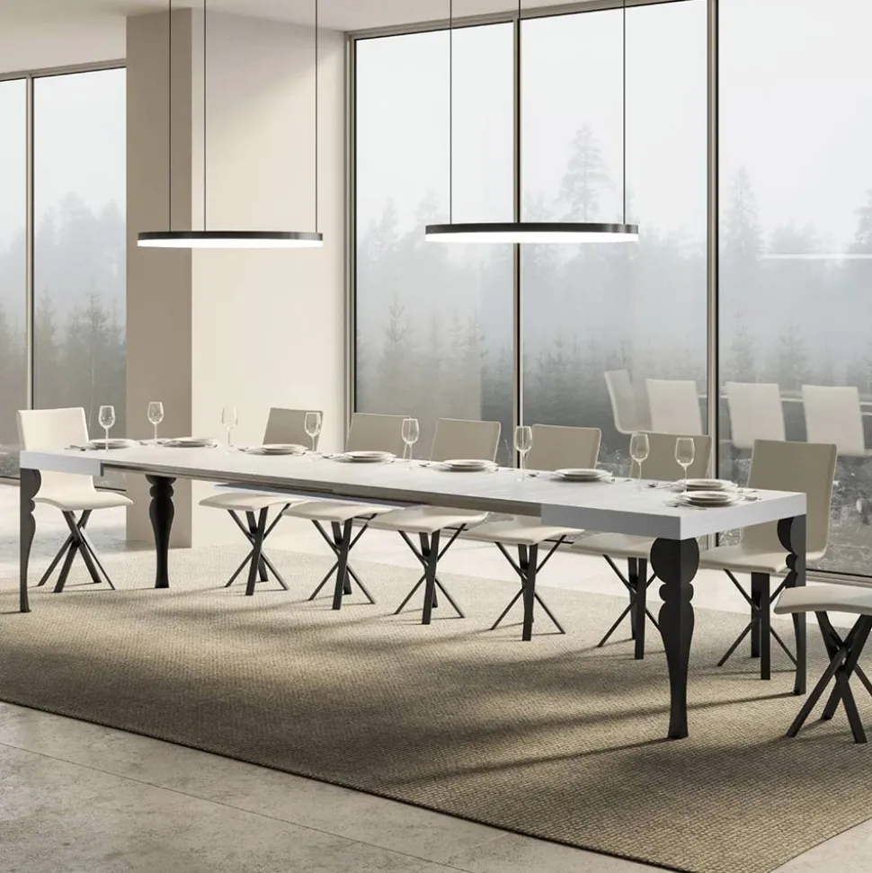 Tavolo da Cucina Allungabile in Legno e Ferro Antracite Made in Italy – Sassone