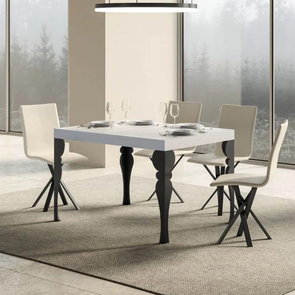 Tavolo da Cucina Allungabile in Legno e Ferro Antracite Made in Italy – Sassone