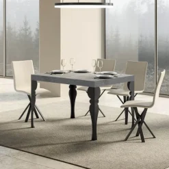 Tavolo da Cucina Allungabile in Legno e Ferro Antracite Made in Italy – Sassone