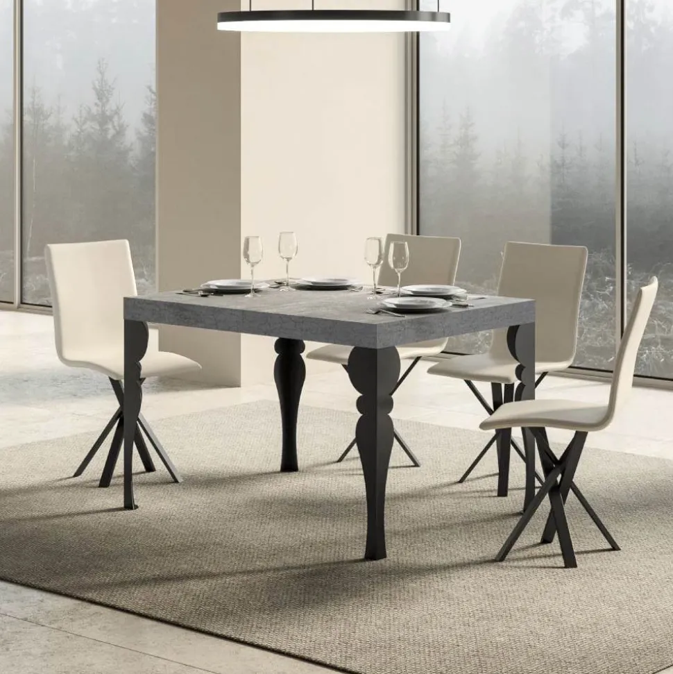 Tavolo da Cucina Allungabile in Legno e Ferro Antracite Made in Italy – Sassone