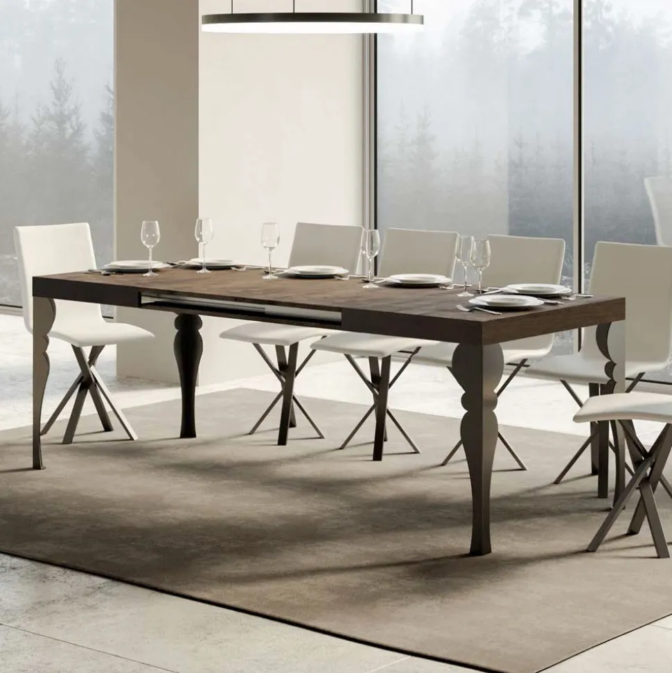Tavolo da Cucina Allungabile in Legno e Ferro Antracite Made in Italy – Sassone