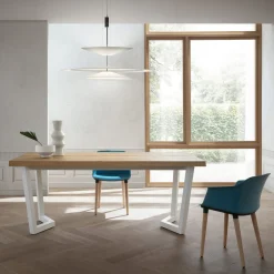 Tavolo da Cucina Fisso in Metallo e Piano in Legno Made in Italy - Bastiano
