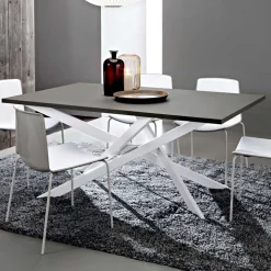 Tavolo da Cucina in Fenix e Metallo Bianco di Qualità Made in Italy - Carlino
