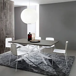 Tavolo da Cucina in Fenix e Metallo Bianco di Qualità Made in Italy - Carlino